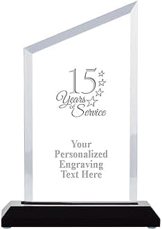 Crown Awards Personalized Acrylic Trophy, 6" Engraved Incline Slant Acrylic Award