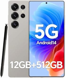 Unlocked Cell Phones C25 Ultra Build-in Pen, Snapdragon 888 Processor, 5G Dual SIM, 6.9" Screen Android 14 Mobile Phone, 12GB+512GB Smartphone, 6800mAh Battery, 48MP+108MP Camera, Face ID Grey