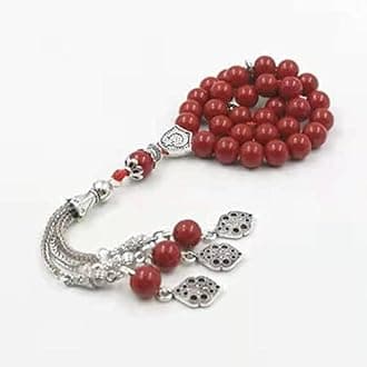 Tasbih red Stone Muslim Women Prayer Bead Islamic Rosary Eid Gift misbaha Turkish Jewelry (10mm x 99 Beads)