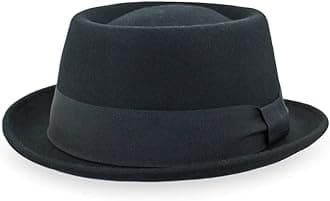 Belfry Crushable Porkpie Fedora Hat Men's Vintage Style 100% Pure Wool in Black Brown Grey Navy Pecan and Striped Band