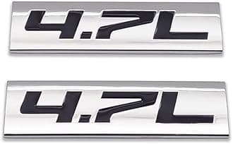 2X Chrome Metal 4.7L Logo Car Emblem Premium 3D 4.7 V8 Badge Auto Door Fender Sticker Side Wing Decal (4.7L,Silver&Black)
