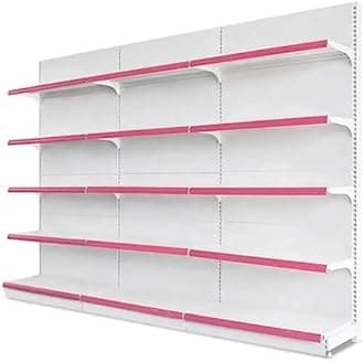 Lukia Slotted Channel Adjustable Iron Rack for Supermarket, Industrial Rack (Wall Rack 6.5 FEET X 3 FEET) 5 Shelves (Set of 3)