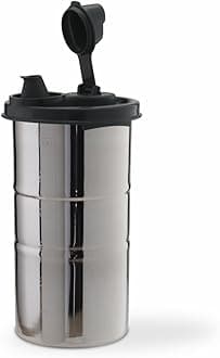 650 ML Easy Flow Stainless Steel Oil Dispenser Bottle with Lid and Cap | Air-Tight Spill-Proof | Food Grade Pourer Drizzler (Black, Set of 1 | 650ml)