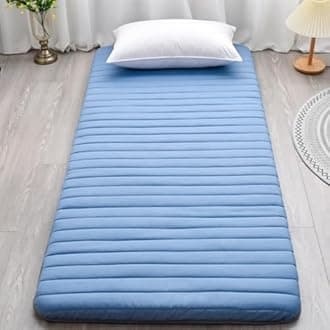 XDone Floor Mattress Single Thickened 5cm, Soft Futon Mattress Japanese Tatami Mat Portable Roll Up Mattress Folding Sleeping Bed Pad for Home Camping Couch (Blue,90x190cm)
