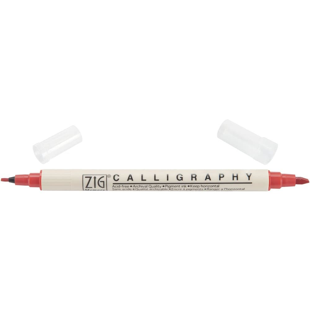 Zig Memory System Calligraphy Dual Tip Markers, Pure Red pack of 6