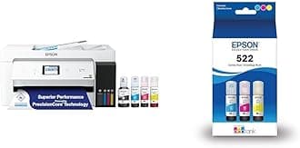EcoTank ET-15000 Wireless Color All-in-One Supertank Printer with Scanner & 522 EcoTank Ink Ultra-high Capacity Bottle Color Combo Pack