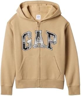 GAP Boys Logo Hoodie Hooded Full Zip Sweatshirt Mojave M REG