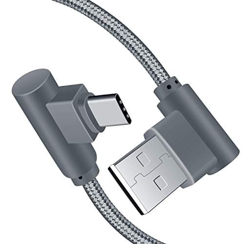 USB Type C Cable, CTREEY [10ft/3m] Right Angle 90 Degree Nylon Braided USB Type A to C Fast Charger for Galaxy S8, S8 Plus, ZTE Zmax Pro Z981, Google Pixel/Pixel XL, Nexus 6p, LG G6 (10ft Grey)