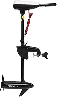 PEXMOR 8 Speed Electric Trolling Motor, Electric Outboard Boat Motor w/Adjustable Handle & LED Indicator, Transom Mounted for Saltwater, Kayak, Fishing Boat