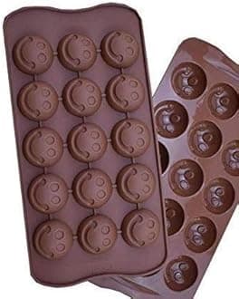 Chitranshi Silicone Chocolate Mould Multi Color Shape, Jelly Candy Mould, Cake Baking Mould, 12- Piece Cavity Bakeware Mould (Smiley Shape Mold)