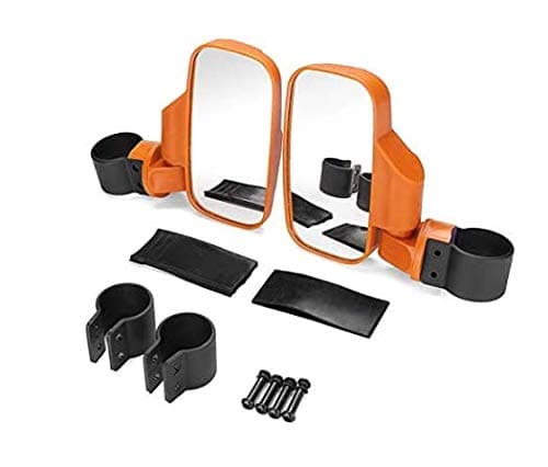 UTV Side View Mirror 1.75" - 2" Roll Cage Tempered Glass Breakaway Mirrors Compatible with Polaris Ranger RZR, Can Am Commander, Maverick X3, Gator, Teryx, Rhino YXZ and more (Orange)