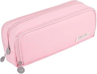 XTECTORVIEW Nylon Pencil Case Large Pencil Cases for Girls Boys Big Capacity Pouch with 3 Compartments School Stationary Office Storage Makeup Bag for Kids Teenage Adults Women Men Modern-Pink