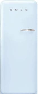 Smeg FAB28 50's Retro Style Top Freezer Refrigerator with 9.93 Cu Total Capacity, Multiflow Cooling System, Adjustable Glass Shelves 24-Inches, Pastel Blue Left Hand Hinge Made In Italy