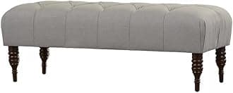 Storage Zeno Ottoman with Hidden Compartment, Rectangular 2 Seater Ottoman, Living Room Furniture, Storage Ottomans for Office, Bedroom, Living Room (Ivory) (Grey)