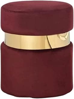 PREDELLA Ottoman & Pouffes,Hassock,Sitting Stool for Living Room | Dressing Table Stool | Footrest Stool | Mudda Puffy Wooden Stools| Footstool Pouf for Office Home Decor Furniture Pouf (Maroon)