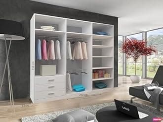 Spacious Bedroom Sliding Wardrobe - Sleek and Functional Design comes in White/Grey/Black/Oak and Width 120cm/150cm/180cm/203cm/250cm (Grey, 250cm)