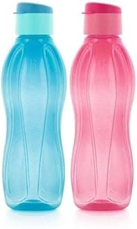 Tupperware Plastic Fliptop Water Bottle 1000 ml Pack of 2 (Multicolor)