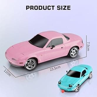 LDRC 1804 Pro RC Drift Car Model with Gyro, 1/18 Scale RWD Full Proportional Control RTR Mini Racing Drift Car for Adult, Alloy Body Shell - 2 Battery