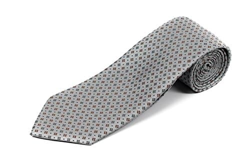 100% Silk Extra Long Tie - Silver Gray Pattern Silk, 63 Inch XL Length
