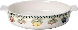 Villeroy & Boch French Garden Baking Round Baking Dish, 9.5 in, Premium Porcelain, White/Colorful