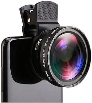 Mcoplus Cell Phone Camera Lens 2 in 1 Clip-on Lens Kit 37mm 0.45X 49UV Super Wide Angle & Macro Phone Camera Lens for iPhone and Android Smartphones Cell Phones