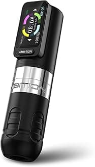 Ambition Zetton Tattoo Machine with 2400mAh Battery Brushless Motor Straight Drive Bar Color Touch Display Rotary Tattoo Gun Cartridge Pen Supply for Professional Tattoo Artists
