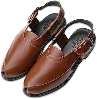 Unigo Stylish Pathani Shoes For Men | Traditional Leather Sandals For Men | Lightweight and Comfortable Footwear | Trendy Leather Juttis | Ethnic Chappal for Men | Soft & Durable Sandal