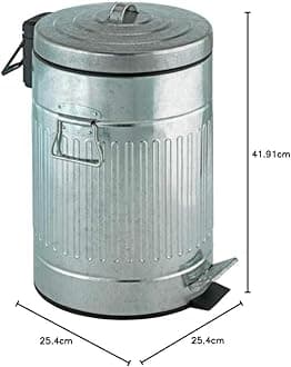 WENKO Step Trash Can with Lid and Pedal, Retro Metal Garbage Bin, for Bathroom, Kitchen, Office, Soft Close, 3.17 Gallon, 10 x 16.5 x 10 in, Gray