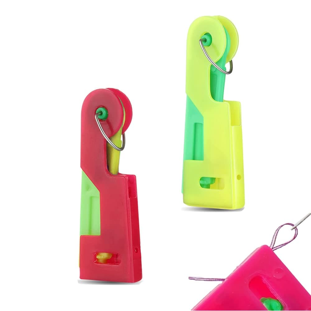 2 Pieces Needle Threader, Plastic Hand Sewing Needles, DIY Threading Tool, Needle Threaders for Hand Sewing（Color Random）