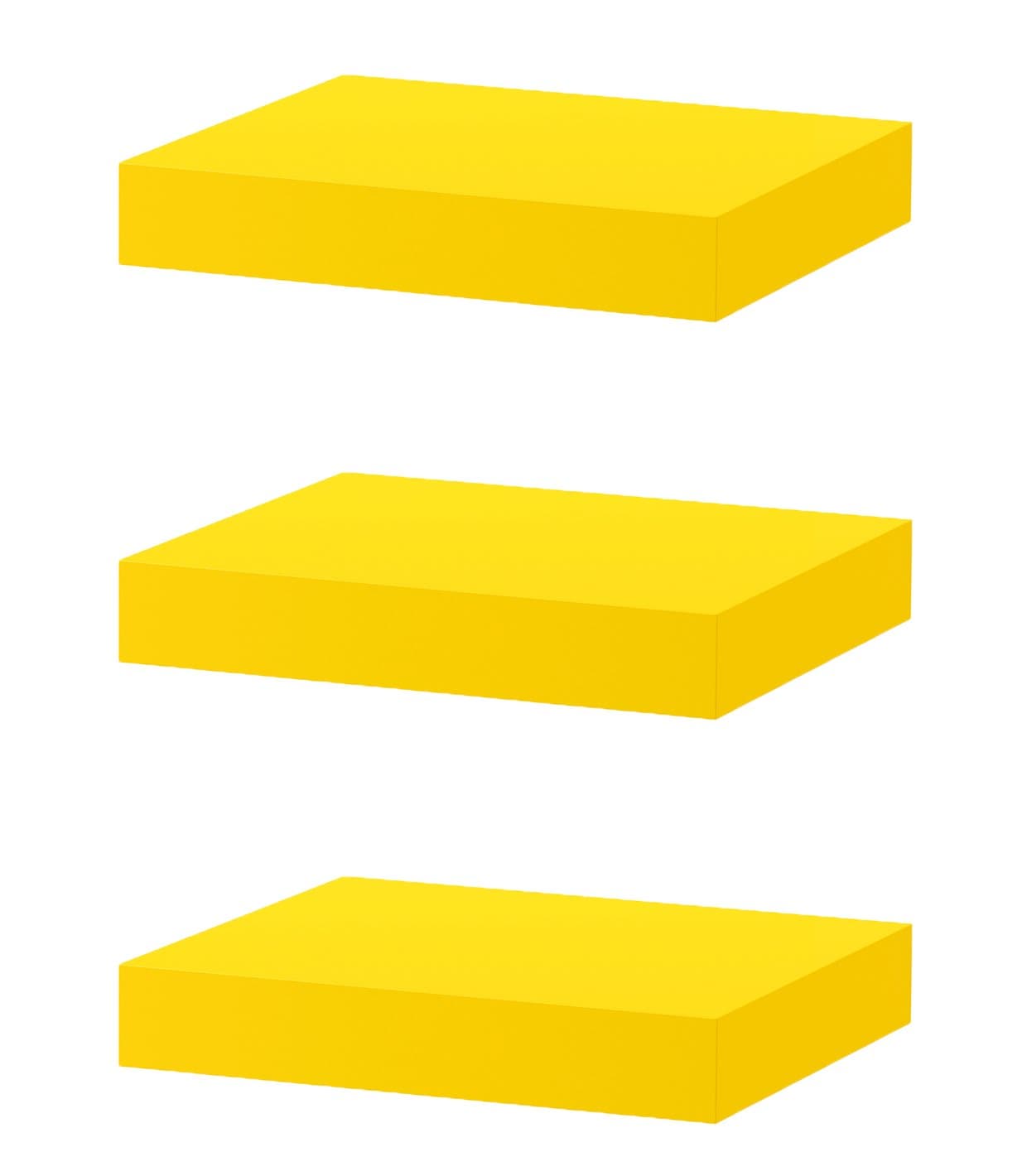 Ikea Floating Wall Shelf - Lack, Yellow - Home Decor - Stack of 3 Shelves