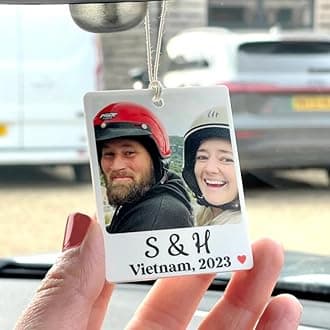Acrylic Personalised Car Hanging, Photo Car Hanging, Both Car Hanger with Photo and Message, Best Car Accessories, Mirror Hanging Accessories, Best Gift (Photo with Message), Multicolour