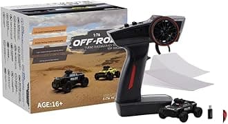 LOCHE Remote Control Car, Racing C82 1/76 Scale RC 3CH Electric RWD Police Truck, High Speed 2.4G Racing Sport Car All Terrain Off-Road Truck for Birthday Gift - RTR Version