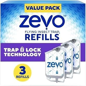 Zevo Flying Insect Trap & Cartridge - Plug in Fly Trap & Indoor Bug Catcher for Gnats, House & Fruit Flies (3 Refill Cartridge)
