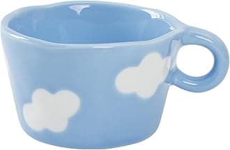 Koythin Ceramic Coffee Mug, Cute Creative Hand Printed Mug Design for Office and Home, 6.5 oz/200 ml for Latte Tea Milk (Blue Sky and White Clouds)