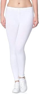 High Waisted Soft Stretchable Cotton Ankle Length Leggings for Women (White)
