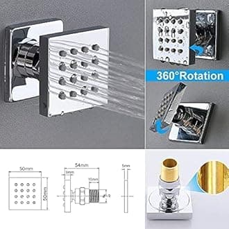 Enga Luxury Bathroom 12 Inch Rainfall Shower Head System All Metal Complete Kit, Polished Chrome