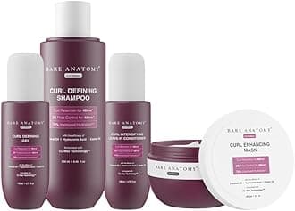 Bare Anatomy Curl Defining Shampoo + Hair Mask + Leave-In Conditioner + Gel | Curl Retention & 2X Frizz Protection | Coconut Oil, Hyaluronic Acid & Castor Oil | 250ml + 250g + 140ml + 140ml