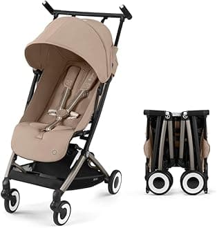 Libelle Lightweight Travel Baby Stroller with Ultra Compact Carry On Fold, Smooth Suspension, and One Hand Adjustable Recline, Travel System Ready, Almond Beige