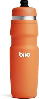Bivo Duo 25oz Non Insulated Stainless Steel Bike Water Bottle - Lightweight for Cycling, Hiking, Sports - No Plastic Taste, Fits Most Cages, Dishwasher Safe (Coral)