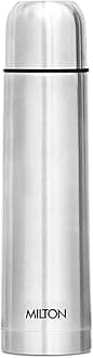 Milton Eco-Flip 1000 Thermosteel Double Walled Vacuum Insulated Thermos Flask, 1000 ml, 24 Hr Hot and Cold I Leak Proof Lid, ISI Certified I Vacuum Insulated I for Office, Gym, School I Silver