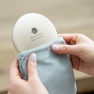 Mavoro Magnifying Compact Mirror | 1x/10x Magnification | 4" Small Pocket Purse Double Sided Travel Makeup Mirror | Folding Portable Hand Compact Mirror for Handbag and Purses (Champagne Gold)