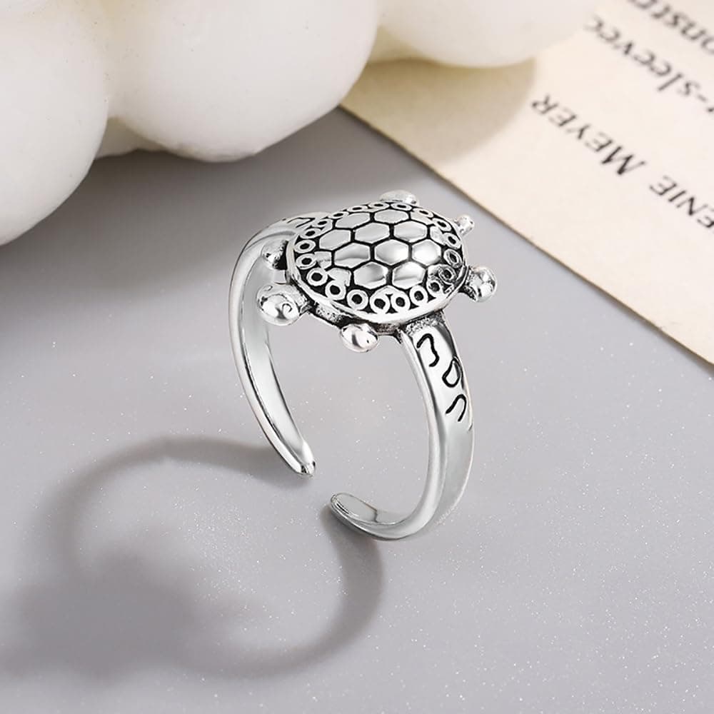 Izpack Retro Turtle Adjustable Statement Ring Ocean Sea Animal Stacking Open Finger Bands Eternity Friendship Rings Cute Jewelry Gifts for Women Men