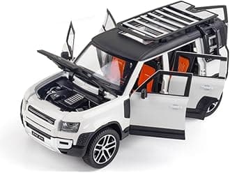White 1/24 Diecast Pull Back Model Car Toy Collection Sound Light for Land Rover New Defender 110