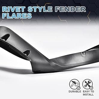 PIT66 Fender Flare, Compatible with 2007-2013 Toyota Tundra 4-Piece Fender Flare Set Black Pocket/Rivet Style Textured Finish