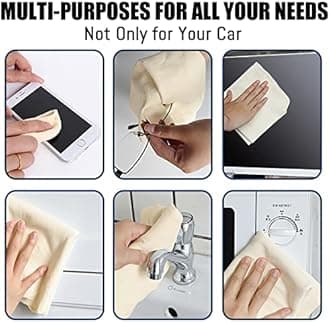 Chamois Cloth for Car 20'' x 27.6'' (3.7 sq ft) Shammy Towel Car Wash Drying Towel Absorbent Real Leather Lint Free Streak Free Cleaning Cloth