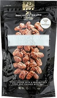 Squirrel Brand Salted Caramel Pecans. 3.5 oz, Gluten Free, Vegetarian