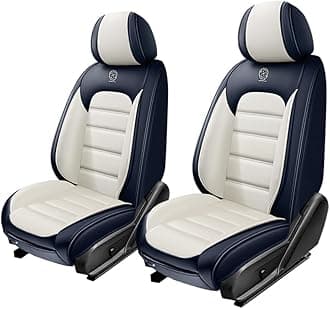 2 Seat Covers for Toyota FJ Cruiser 2007-2014,Premium Nappa Leather Car Seat Covers Car Seat Cushions,Waterproof Soft Seat Covers for Cars,Interior Accessories Airbag Compatible（Standard-Blue&White）