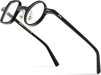 HEPIDEM Acetate Glasses Frame Men,Left Square Right Round Vintage Retro Optical Eyeglasses