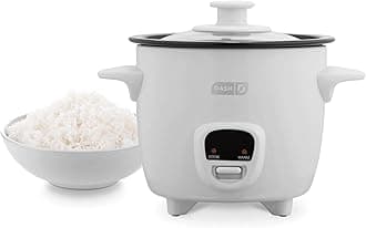 Dash Mini Rice Cooker - Designed for Single-Serve Cooking - Compact Rice Cooker with Nonstick Removable Pot, Keep Warm Function & Easy-to-Clean Sleek Design - White