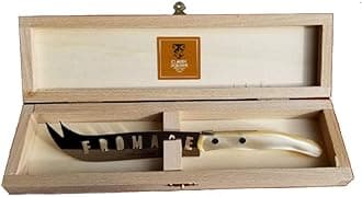 Languiole Cheese Knife Fromage XXL Berlingot Natural Pearl Handle with Beechwood Box by Claude Dozorme